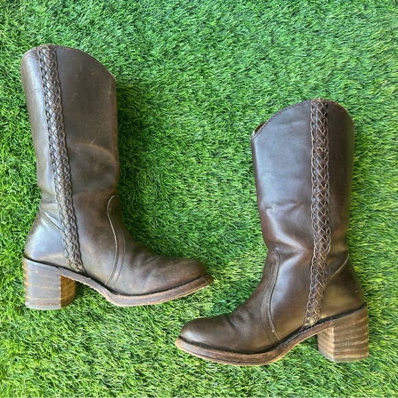 Frye Sabrina Braided Campus Pull On Platform Heel Boots Women’s 6 Shoes - Picture 1 of 11